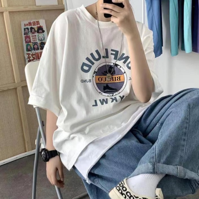 simple áo phông phong cách Hàn Quốc cotton áo phông nam unisex couple áo phông form rộng ifashion lụa retro áo thun kiểu nữ