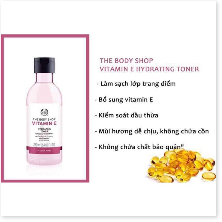 [Mã giảm giá mỹ phẩm chính hãng] Nước Hoa Hồng THE BODY SHOP VITAMIN E HYDRATING TONER 250ML