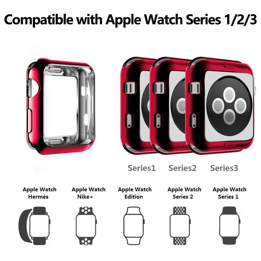 Mạ Chống trầy xước Mềm TPU đồng hồ đeo tay Vỏ Thích hợp cho dòng iWatch 1/2/3/4 38/40/40/44MM