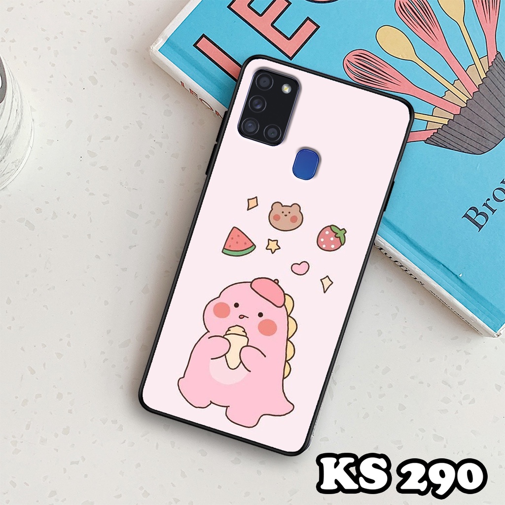 Ốp lưng Samsung A21s - Samsung A21 - Ốp in hình khủng long DinoCute - Lưng nhám viền TPU