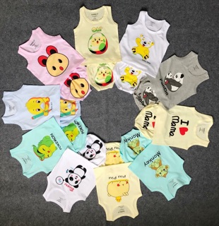  Set combo 5 bộ đồ ba lỗ chip em bé, đồ bé trai, đồ bé gái