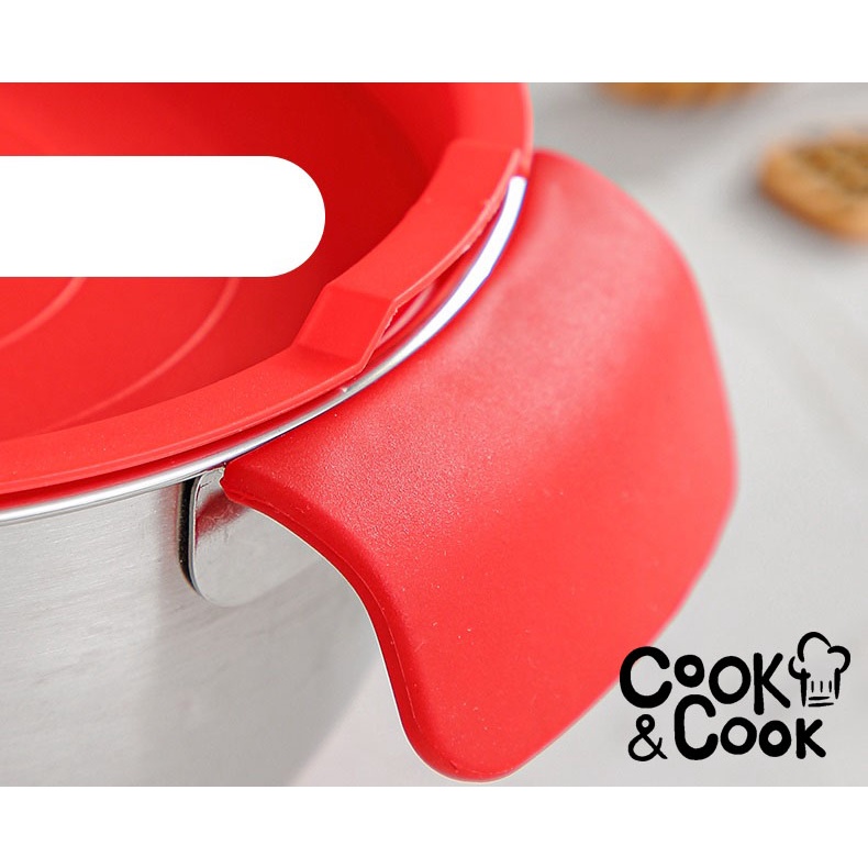 Thau inox 304 đế silicon kèm nắp silicon đỏ có tay cầm nhào bột đánh trứng an toàn vệ sinh size 20 24 28cm