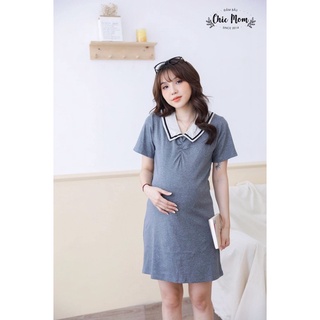 VÁY BẦU COTTON, LÁ CỔ TRẮNG