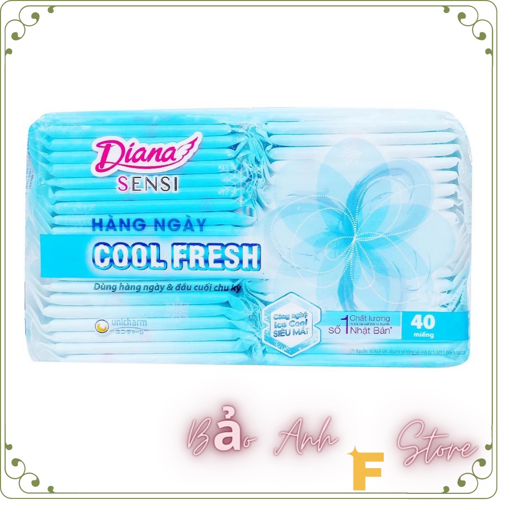 Băng vệ sinh hằng ngày DIANA Sensi Cool Fresh - bvs diana 40 Miếng Xanh Dương