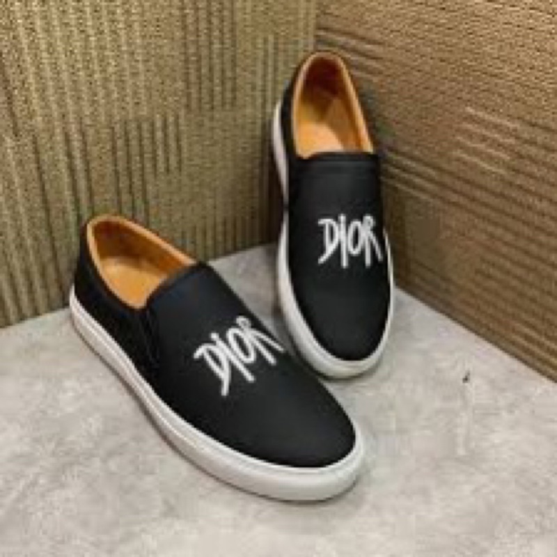 Giầy lười slip on dior da mềm có hoạ tiết thêu nổi, Giầy sục nam đế cao phong cách trẻ trung btshop từ 38 đến 42