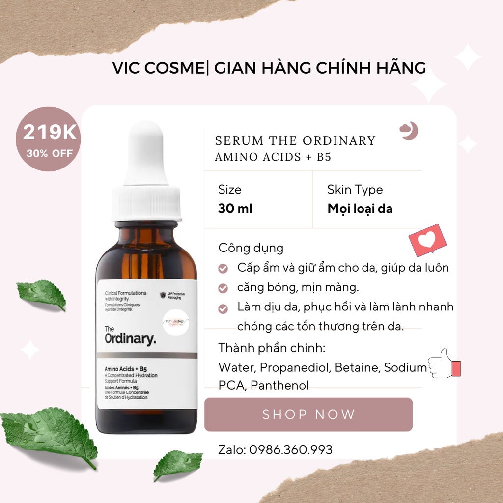 Serum The Ordinary Amino Acids + B5 cấp ẩm phục hồi da