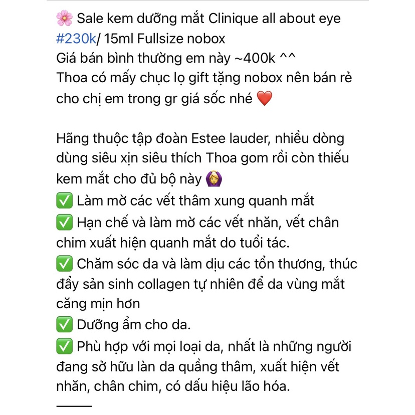 Kem Dưỡng Mắt Clinique All About Eyes