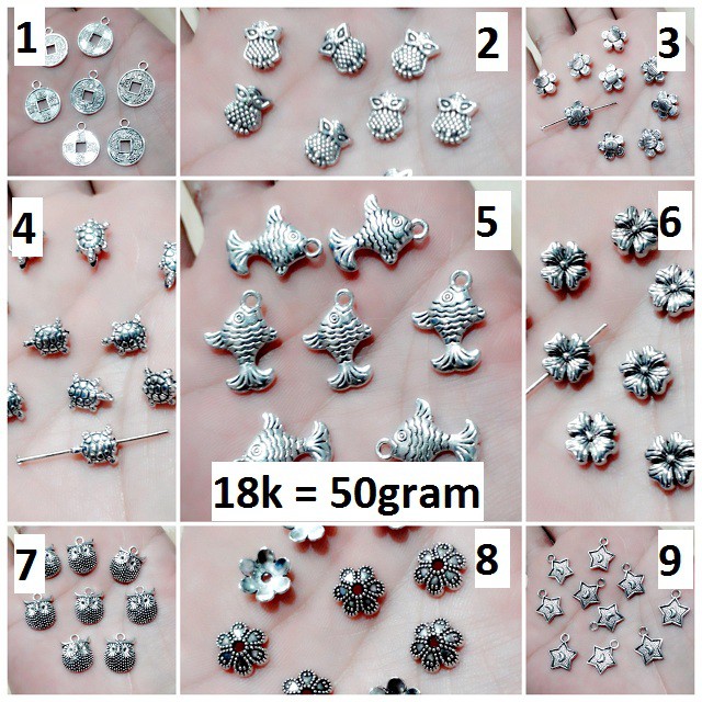 Charm phụ kiện trắng : 50g = 18k / gói [ Khách chọn mẫu bên dưới ]