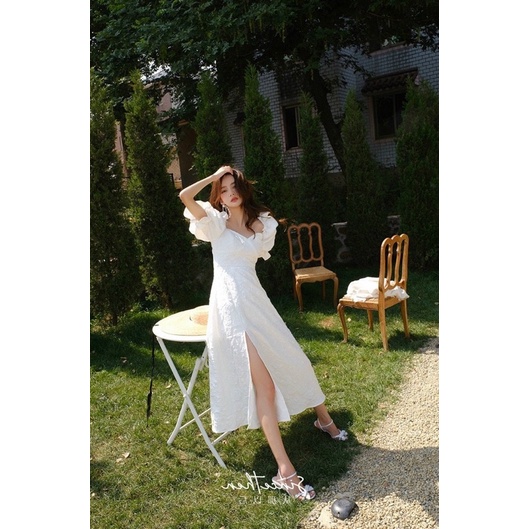 ĐẦM MIDI TRẮNG GẤM