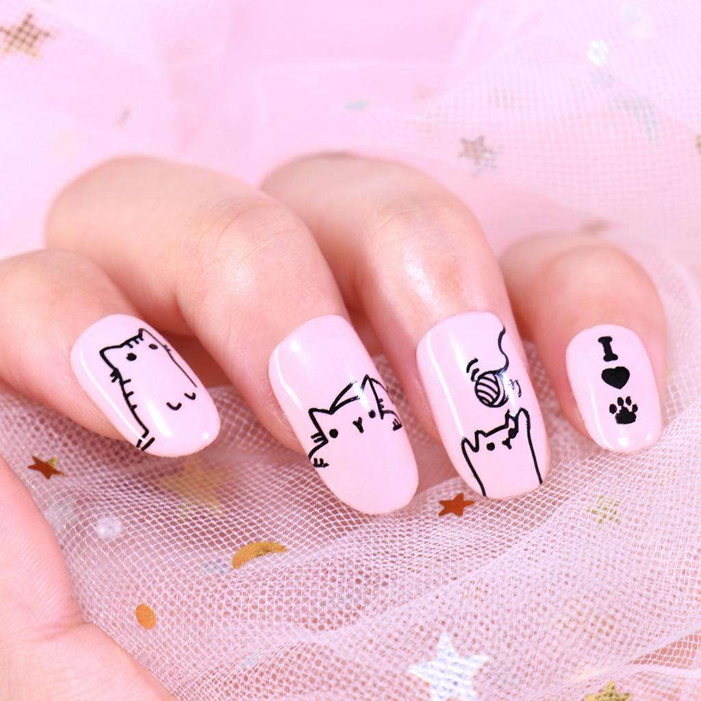 [Hàng mới về] Khuôn in họa tiết Beautybigbang trang trí móng tay bằng thép không gỉ hình mèo con dễ thương 6x6cm