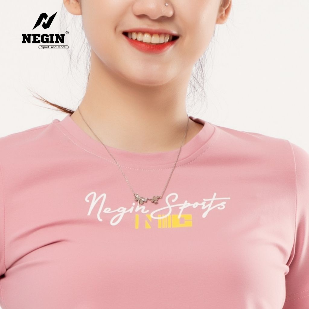 Áo Thun T-Shirt Nữ NEGIN Thiết Kế Cổ Tròn Ngắn Tay, Họa Tiết In Sắc Nét, Chất Cotton Thoáng Mát AN338W