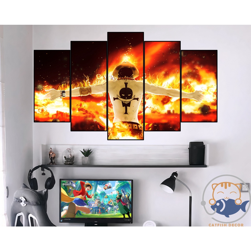 Tranh dán tường decor trang trí phòng ONEPIECE - LUFFY GEAR 5 - ACE