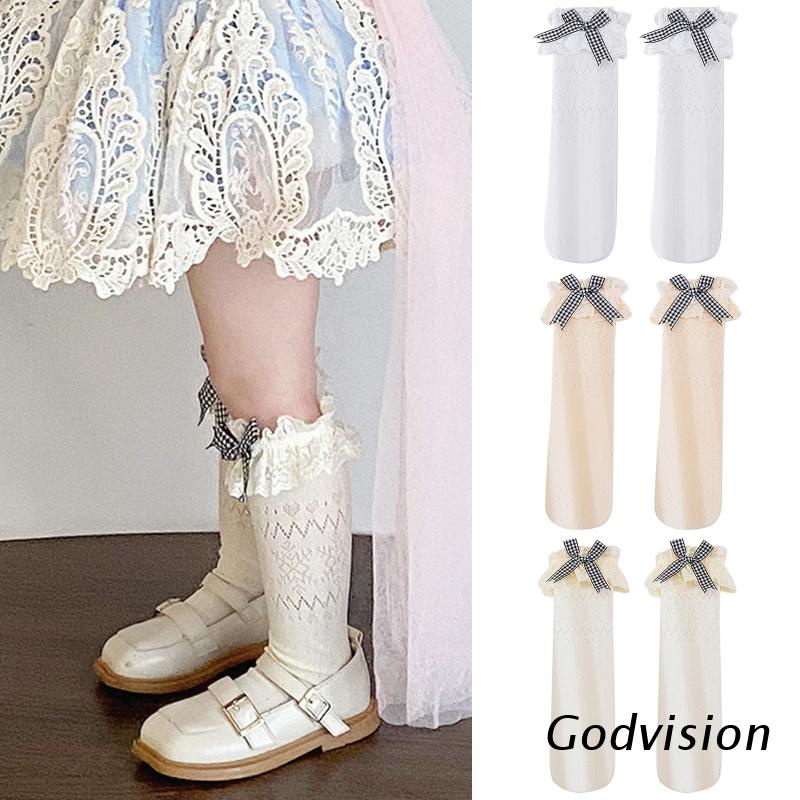 Vớ Cao Ngang Đầu Gối Đính Nơ Phong Cách Lolita Thoáng Khí Giữ Ấm Mùa Xuân Hè Dành Cho Trẻ Em