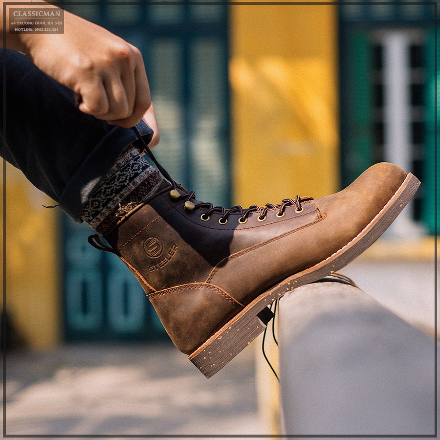 STEED LINEMAN WAXBROWN ⭐️⭐️⭐️⭐️⭐️ da bò sáp ngựa điên mặc jeans, kakip