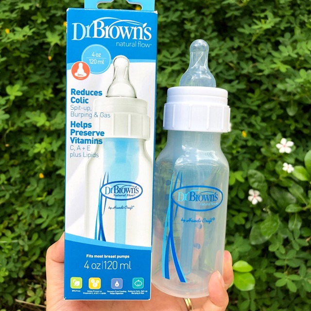 Bình sữa DrBrown cổ hẹp - Bình đơn xanh dương 120ml-250ml