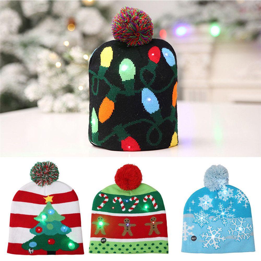 SUMU Mũ Len Họa Tiết Ông Già Noel Gắn Cây Thông Giáng Sinh