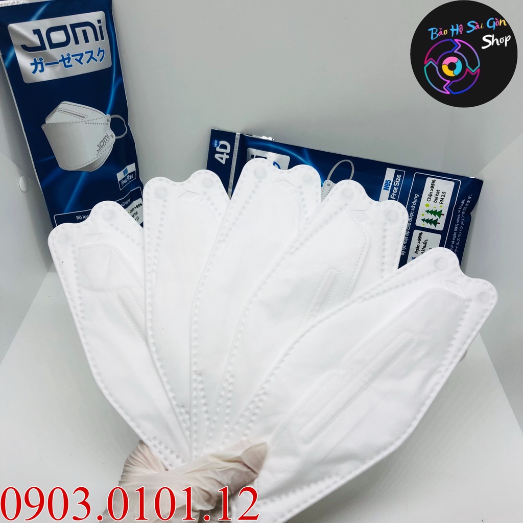 Khẩu trang n95 kiểu dáng kf94 Jomi chính hãng bịch 5 cái, khẩu trang 4d Mayan cao cấp