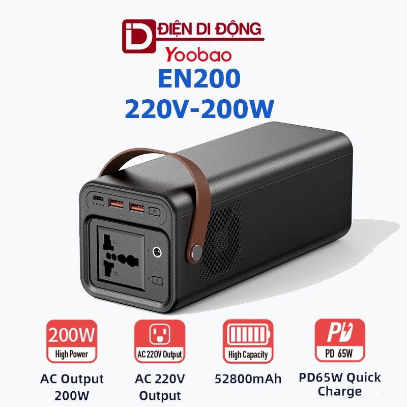 Trạm sạc dự phòng Yoobao EN200 52800mAh 220V 200W Sạc nhanh PD60W