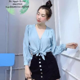 Áo voan lụa buộc nơ.  Kèm video ảnh thật