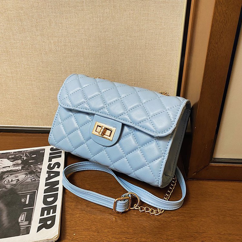 IELGY Túi Đeo Vai Màu Đen Họa Tiết Hình Thoi Phong Cách Hàn Quốc Thời Trang Cho Nữ