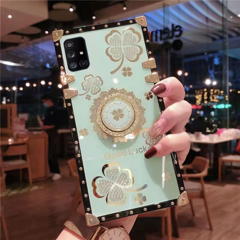 Ốp Điện Thoại Hình Vuông Lấp Lánh Kèm Giá Đỡ Nhẫn Cho Samsung Galaxy A71 A51 A22 A32 4G 5G