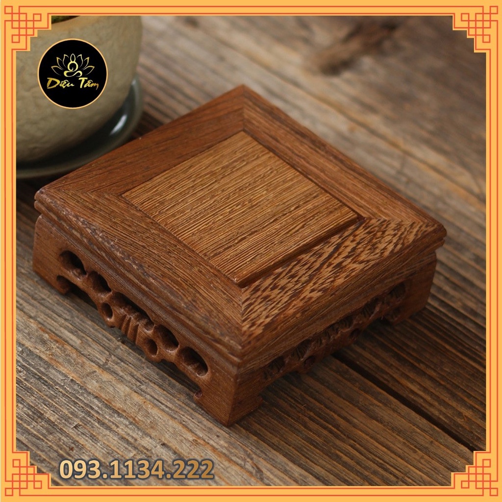 Đôn gỗ kê tượng trang trí đế gỗ tròn bày bàn trà, kê lư đồng, lư xông trầm.