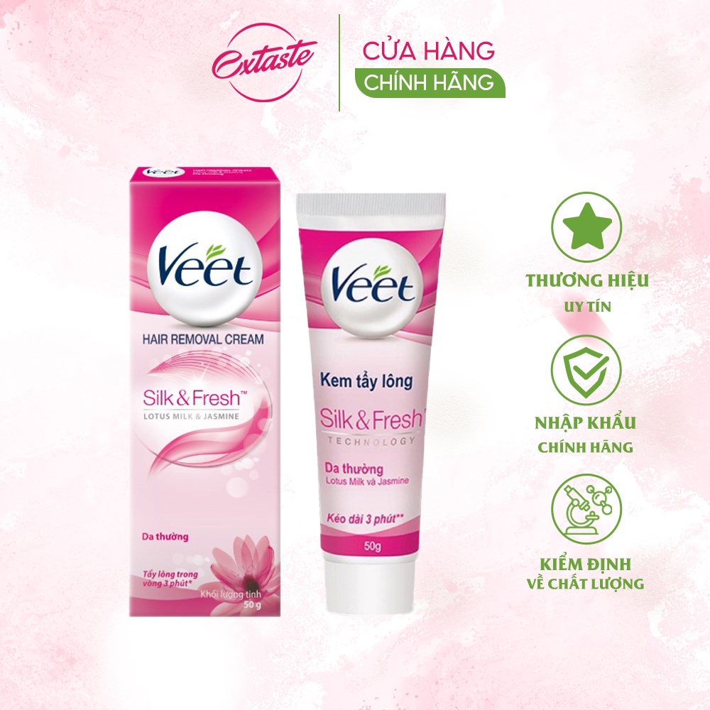 Kem tẩy lông Veet Silk And Fresh cho da thường sạch trong 3 phút 25/50g