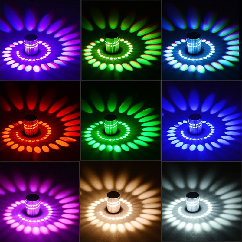 Đèn LED Gắn Tường Dạng Xoắn Ốc 360 Độ Trang Trí Nghệ Thuật