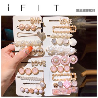 Set kẹp tóc đính hạt châu iFIT phong cách Hàn Quốc sành điệu trẻ trung