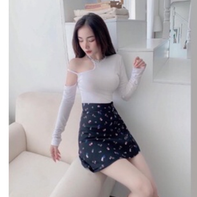 SALE OFF-chân váy A hoa nhí  cài  nút YN