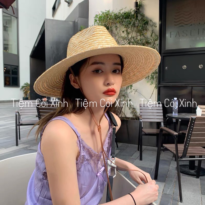 Mũ cói cao bồi nón cói dây da vành 12CM đi biển form đẹp chuẩn hàng loại 1 Quảng Châu - Hàng có sẵn- Đóng thùng đảm bảo