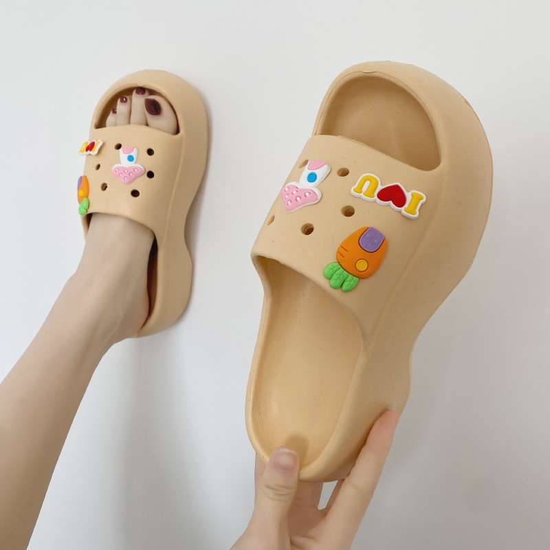 Dép bánh mì nữ ĐẾ ĐỘN 4cm, STICKER dễ thương,chống nước, thời trang mùa hè, đi biển, đi chơi SPN5