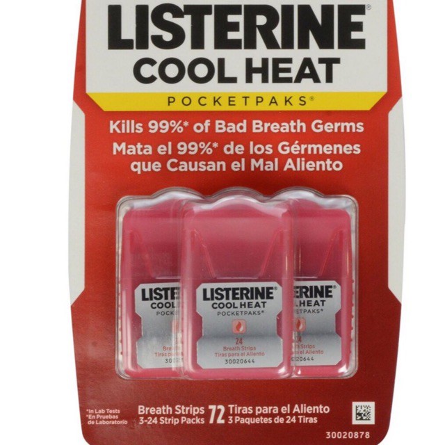 Miếng ngậm Listerine 1 vỉ 3 hộp (1 hộp 24 miếng) Mỹ