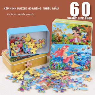 [LOẠI ĐẸP] XẾP HÌNH GỖ PUZZLE 60 MẢNH HỘP THIẾC