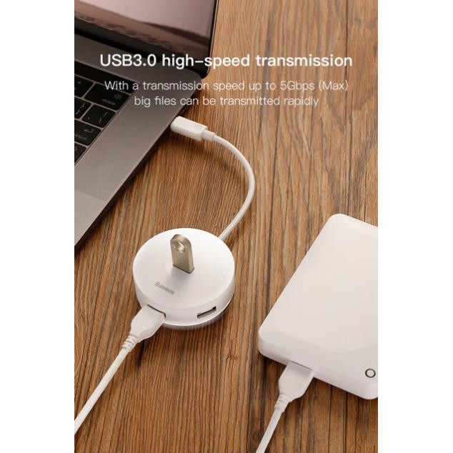 Bộ HUB chuyển đổi Type C sang USB 3.0 Baseus Round Box HUB (4 Port USB, Support Hard Disk)