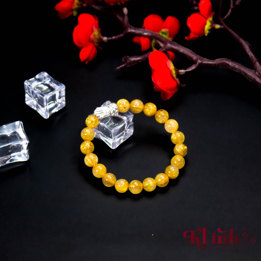Vòng tay 𝐓𝐡𝐚̣𝐜𝐡 𝐚𝐧𝐡 𝐭𝐨́𝐜 𝐯𝐚̀𝐧𝐠 mix Charm tay Phật bạc 999 cho mệnh Kim - Thổ