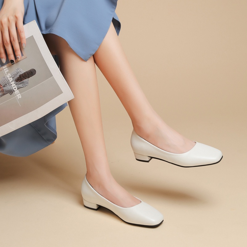 Giày Cao Gót Da Mũi Vuông Thời Trang Cho Nữ