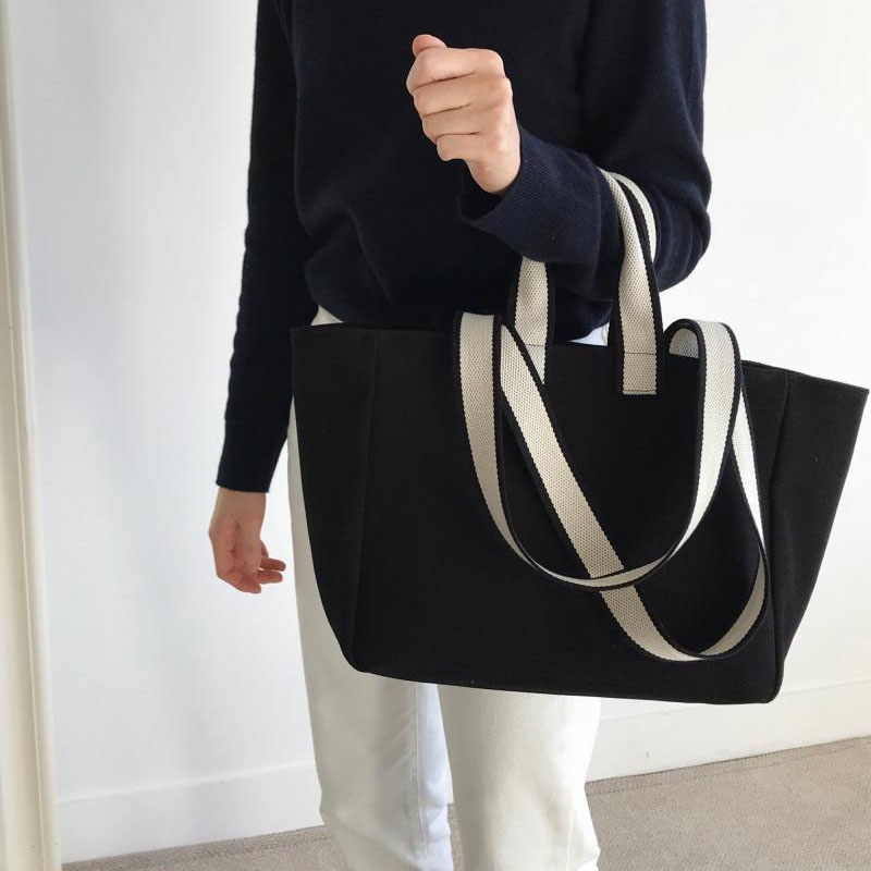 Túi đeo vai bằng vải canvas cỡ lớn thiết kế đơn giản thời trang cho nữ