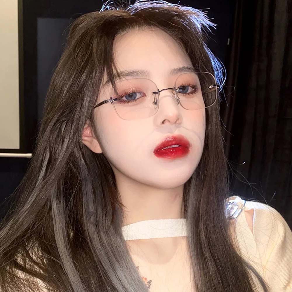 Mắt Kính Không Gọng Bằng Hợp Kim Pc Chống Ánh Sáng Xanh Thời Trang Cho Nam Và Nữ