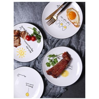 Dĩa sứ tròn 20.5 cm nhìu họa tiết dễ thương