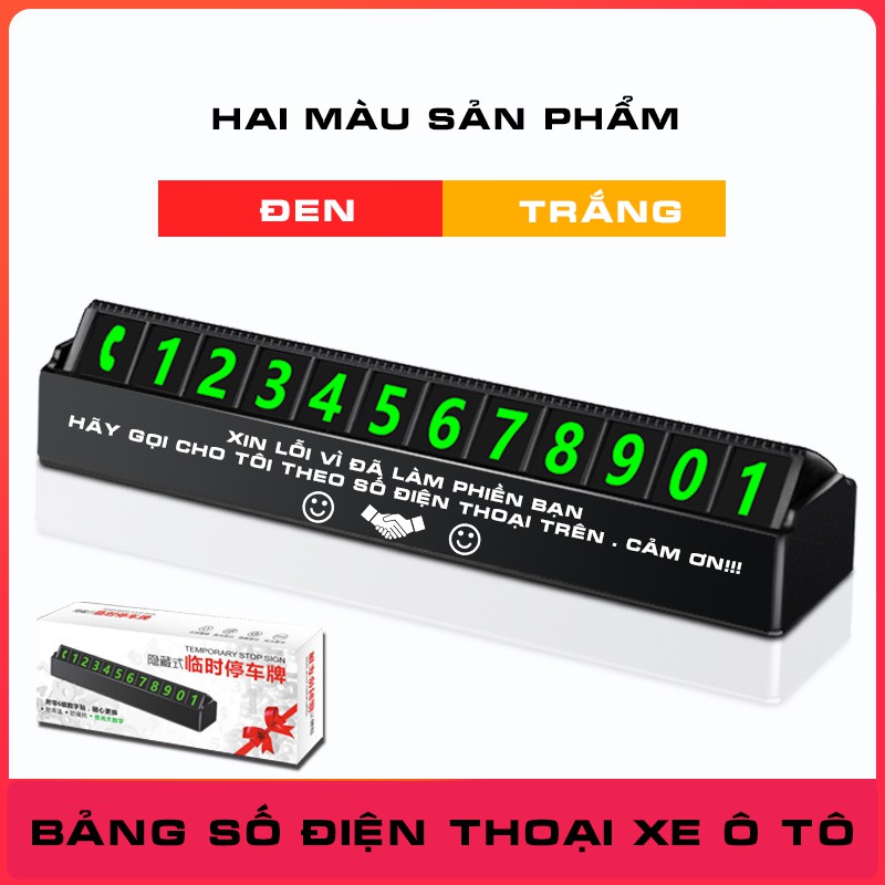 Bảng số điện thoại trên xe ô tô - Đỗ xe, lịch sự - Có gập lên xuống - Chữ xin lỗi lịch sự đàng hàng