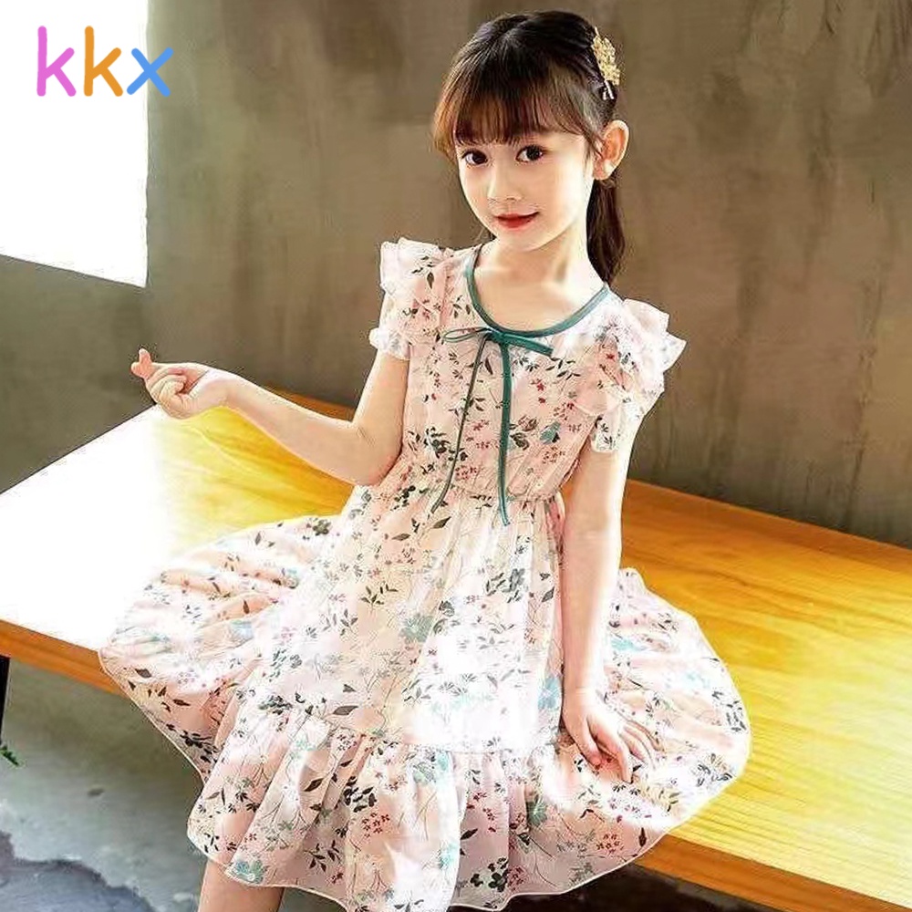 Đầm Công Chúa 9 10 Chiffon 5 6 Tay Ngắn Phong Cách Hàn Quốc Thời Trang Mùa Hè Cho Bé Gái 7 8 9 6 4 11-13 Tuổi 002