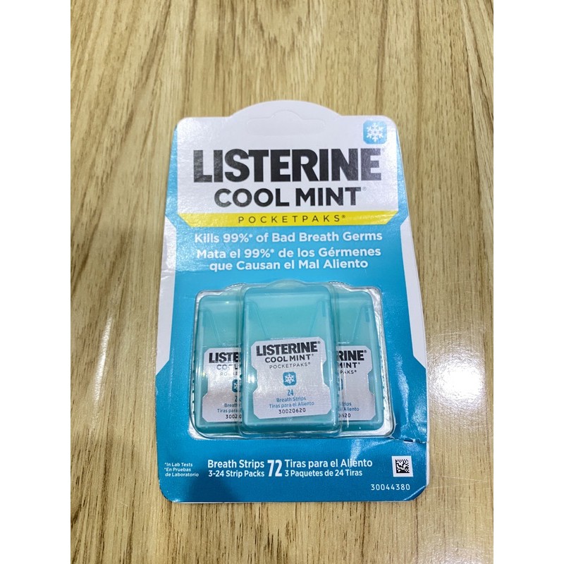 Phim ngậm thơm miệng diệt khuẩn Listerine Cool Mint Pocketpaks