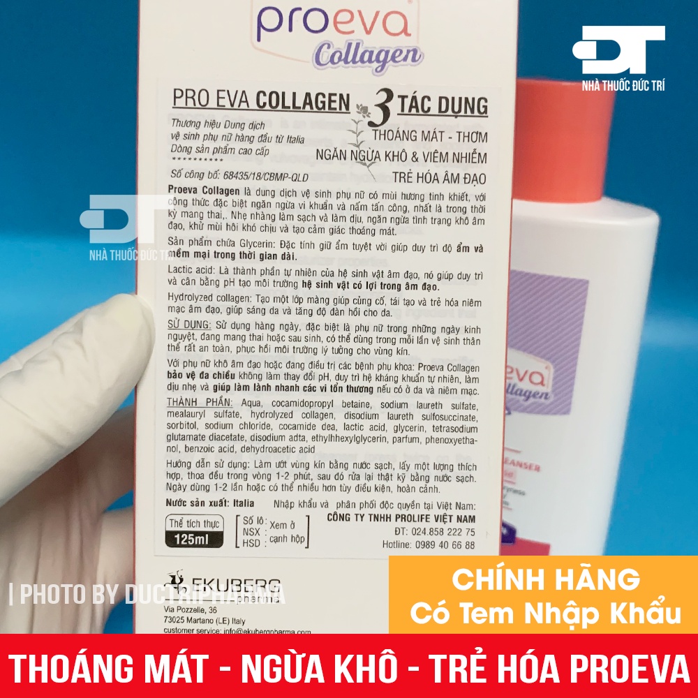 Dung dịch vệ sinh phụ nữ 3 tác dụng thoáng mát, thơm - ngừa khô - trẻ hóa Proeva Collagen 125ml