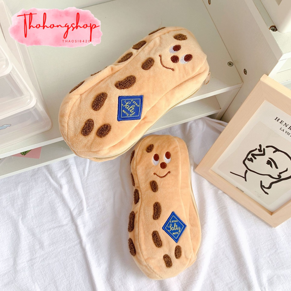 Hộp đựng bút, túi đựng bút đậu phông Extral Lalty Nuts dễ thương KT 20*9*8