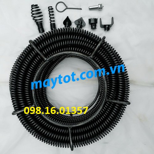 3 m dây thông cống lò xo phi 16 dùng tay quay hoặc kết hợp với máy khoan.