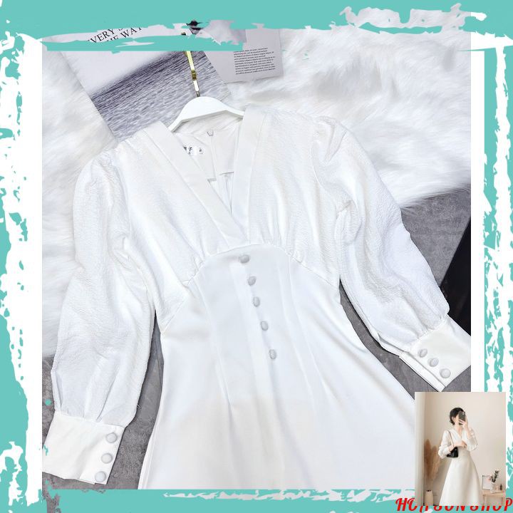 ☘️ VÁY CỔ V PHỐI XỐP CÚC BỌC 🌿 FREESHIP 🍀HÀNG HOT ĐỔ BỘ ! NGÂY NGẤT ĐẮM SAY 🌷 | BigBuy360 - bigbuy360.vn