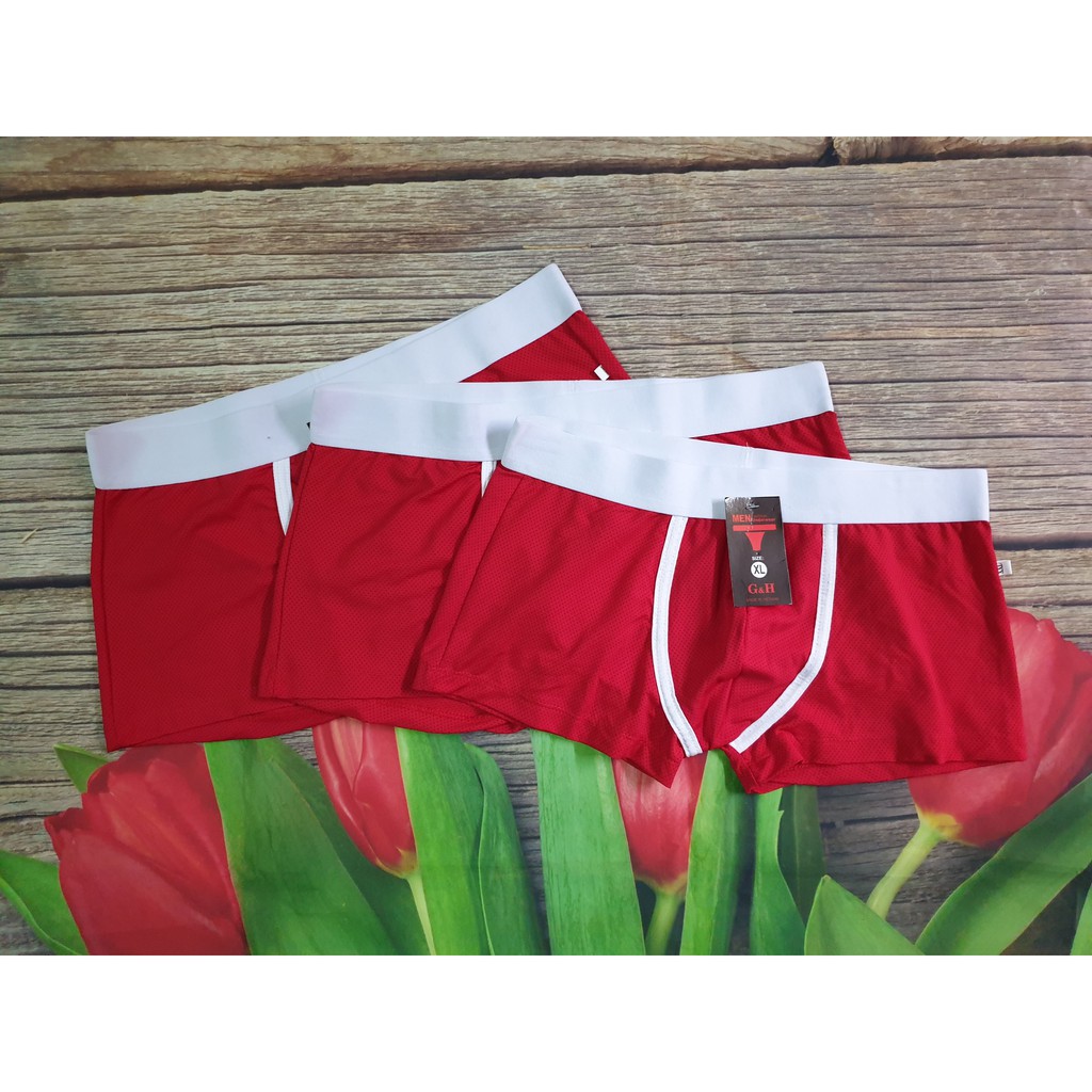 Bộ 3 quần boxer THÔNG HƠI nam ĐỎ - Đẹp mê ly