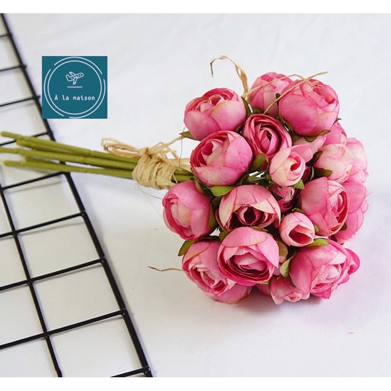 Bó hoa mao lương hồng đậm cao 30cm, hoa cô dâu cao cấp
