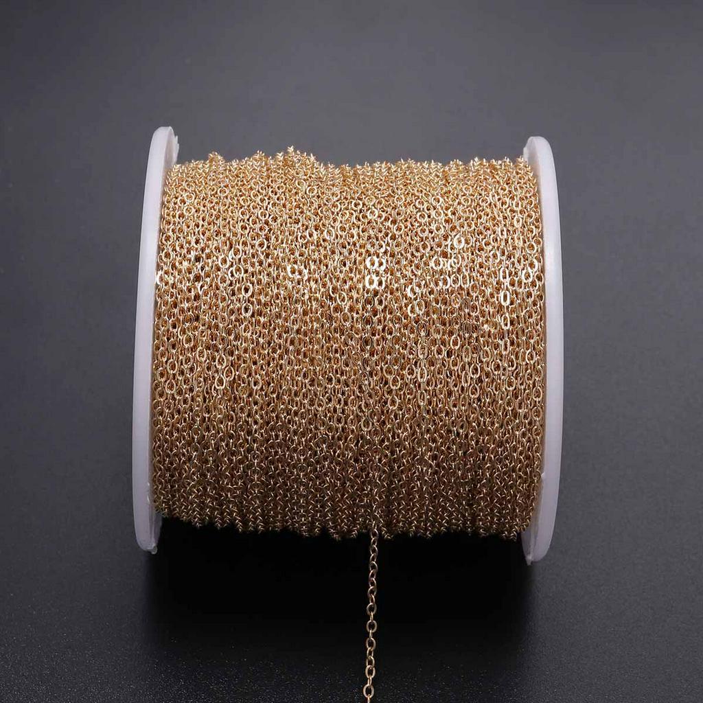 Dây mắt xích oval bằng sắt mạ đồng thời trang dùng để làm đồ trang sức DIY 1.5 2.0 2.5 3.5mm